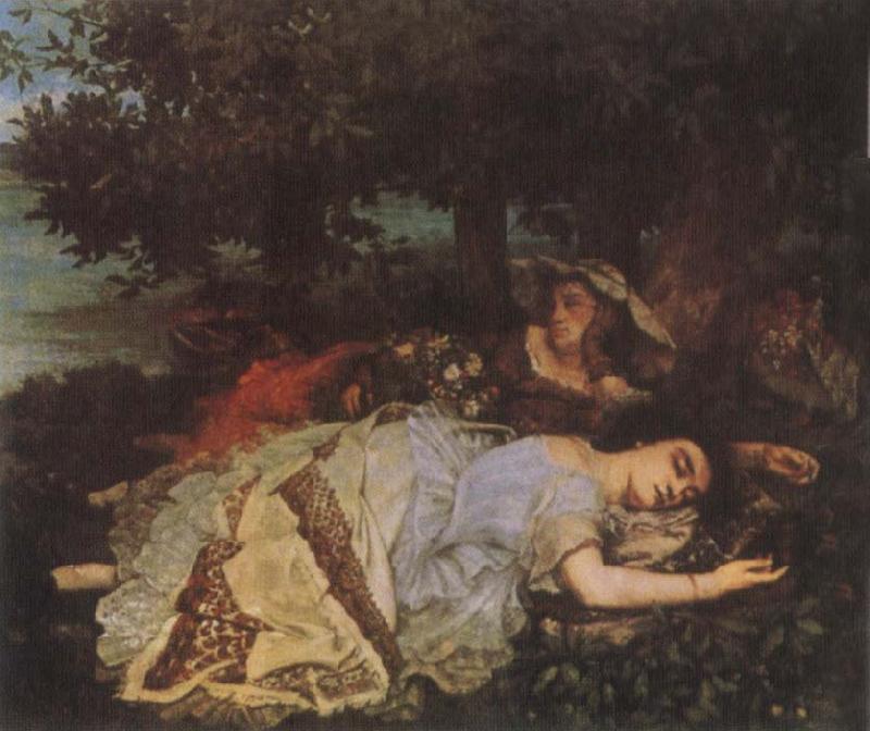Gustave Courbet Young Ladies on the Banks of the Seine oil painting image